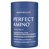 BodyHealth PerfectAmino bottle front showing vegan amino acids for recovery support.