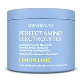 BodyHealth PerfectAmino Electrolyte Lemon Lime bottle ideal for all-day hydration.
