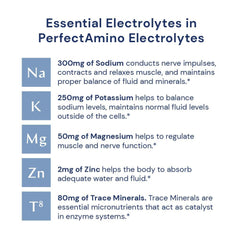 BodyHealth PerfectAmino Electrolytes glass with prepared drink offering refreshing hydration.