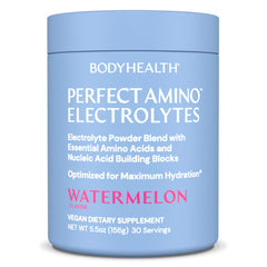 BodyHealth PerfectAmino Electrolytes Watermelon bottle front for hydrated workouts.