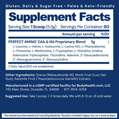 BodyHealth PerfectAmino powder in a glass mixed for recovery after training.