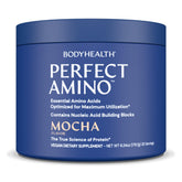 BodyHealth PerfectAmino bottle shown for pre-workout energy and lean muscle support