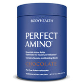 BodyHealth PerfectAmino Powder chocolate tub promotes recovery and lean muscle