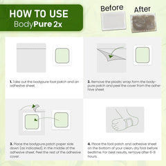 BodyPure Takesumi foot patch on foot demonstrates easy nightly use for cleansing ritual.