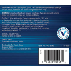 BODYTECH label on the container highlighting BCAA and glutamine blend.
