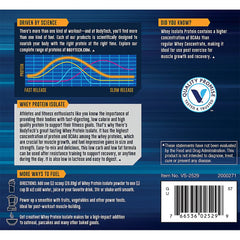 BodyTech Whey Protein Isolate vanilla powder bag highlighting low carbs and high protein