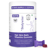 Bodywise Be Biotin gummies bottle showing daily hair support for women