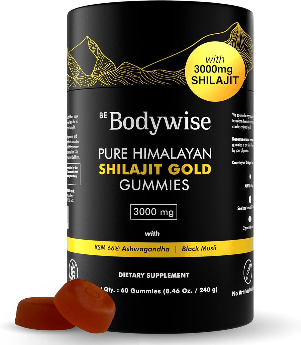 Bodywise Shilajit Gummies Gold packaging showing premium quality