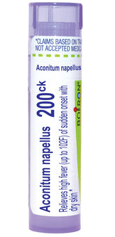 Boiron Aconitum Napellus 200Ck pellets in bottle for on-the-go fever relief