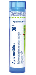 Boiron Apis Mellifica 30C pellets ready to melt under the tongue for quick, portable use.