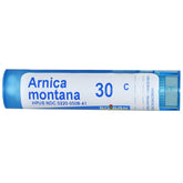 Boiron Arnica Montana 30C pellets bottle for minor muscle pain support and bruising relief.