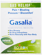 Boiron Gasalia 3-pack box front for convenient gas relief on the go.