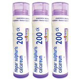 Boiron Hepar Sulphuris Calcareum 200CK pellets in tubes for easy dosing and transport.