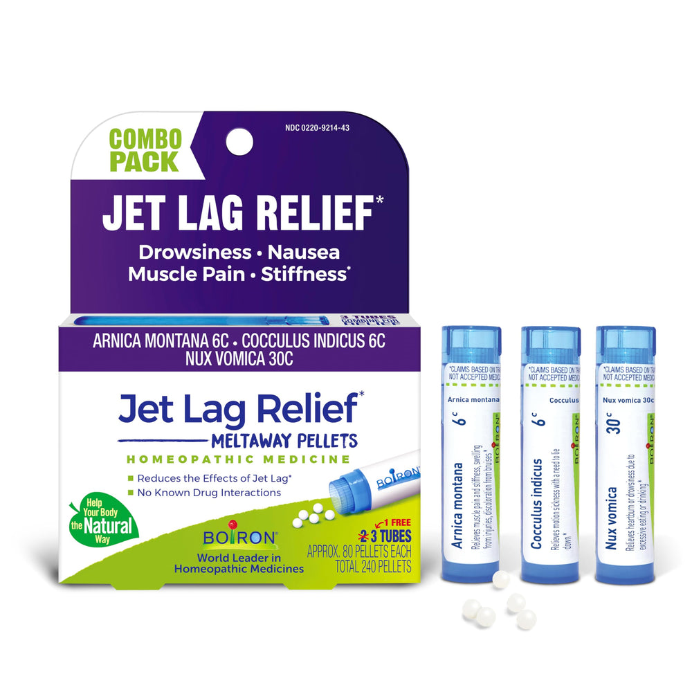 Boiron Jet Lag Relief Kit packaging shown for travel-ready use.