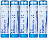 Boiron Kali Bichromicum 30C pellets in bottle for cold relief.