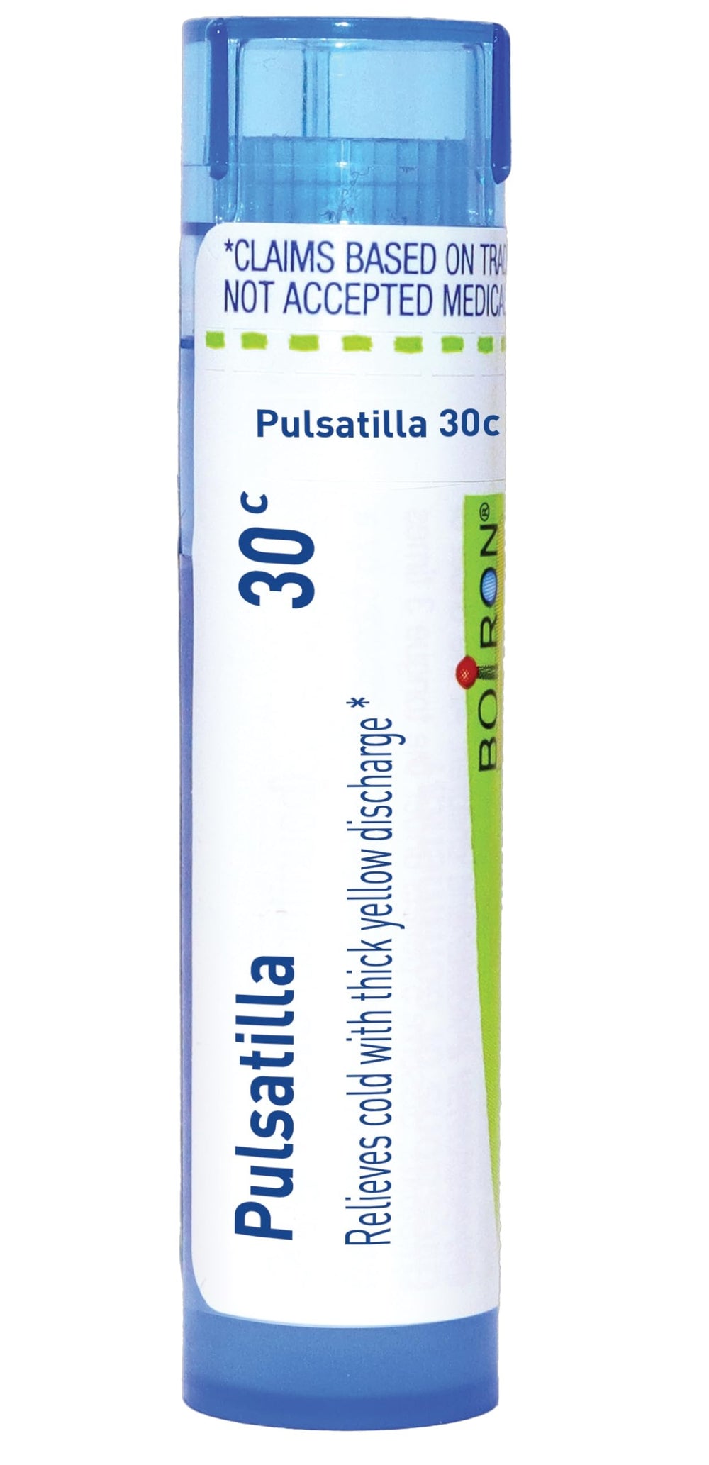 Boiron Pulsatilla 30C pellets in bottle ready for on-the-go use.
