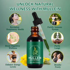 BOIUOITI Mullein Drops bottle pour showing easy dosing for respiratory comfort