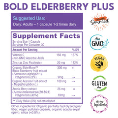 Bold Botanica Elderberry Plus label closeup clean ingredient statement