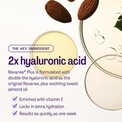 Hyaluronic acid and sweet almond oil highlighted for gentle, hydrating moisture.