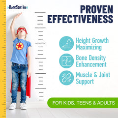 BONESCIE INC Height Growth Maximizer pack on shelf supports daily intake.