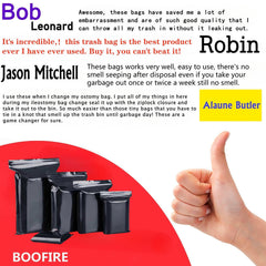 BOOFIRE odor-proof disposal bags preserve freshness and dignity during bag disposal.