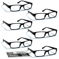 Boost Eyewear reading glasses with black frames; six-pack for convenient home use.