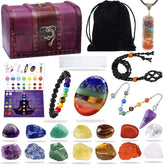 BORAMDO healing crystals set in a wooden box for organized meditation kit.