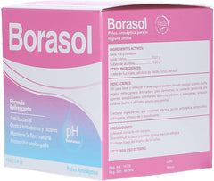 Borasol antiseptic powder refreshing deodorant bottle, for external vaginal hygiene and gentle cooling.