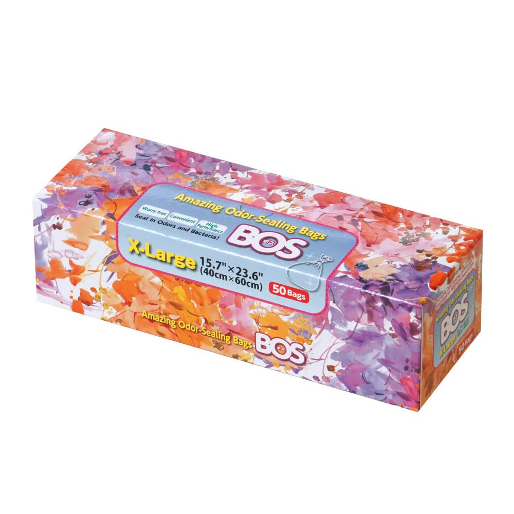 BOS odor-sealing bags in a box for easy, odor-free disposal