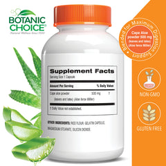 Botanic Choice bottle and label close-up highlighting non-GMO and gluten-free attributes.