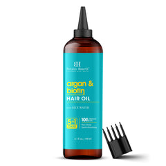 Botanic Hearth Argan Biotin Hair Oil bottle with pour cap for precise, even moisture