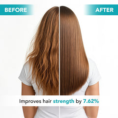 Shiny, healthy-looking strands after lightweight hydration from Botanic Hearth formula