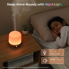 Boxing diffuser 7-color LED lights set mood with soft glow.