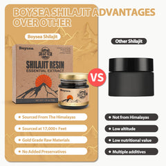 Boysea Shilajit resin dissolving in warm liquid for easy daily use.