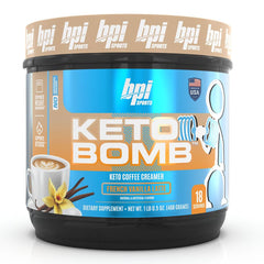 BPI Sports Keto Bomb coffee creamer bottle for keto fueling