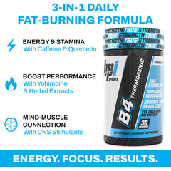 BPI Sports B4 appetite management capsules help curb hunger and support focus.