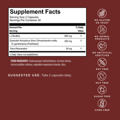 BrainMD Advanced Blood Flow capsules close-up showing vegan capsules and product benefits
