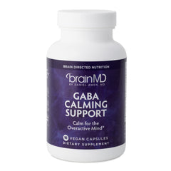 BrainMD Dr Amen GABA capsules bottle for daily relaxation.
