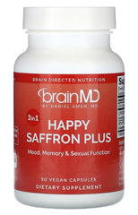 BrainMD Happy Saffron Plus bottle front for daily wellness support