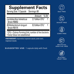 ProBRAINbiotics label close-up highlighting probiotic strains for gut balance.