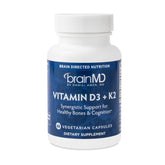 BrainMD Vitamin D3 + K2 bottle front view for bone health support