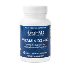 BrainMD Vitamin D3 + K2 bottle front view for bone health support
