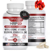 Bravado Labs L-Lysine capsules closeup showcases vegan formula for immune support