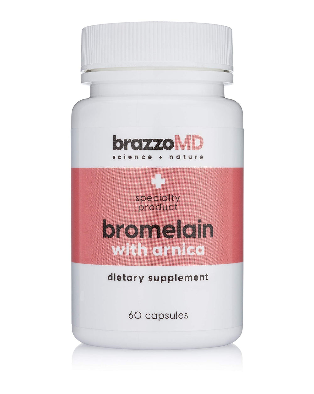 BrazzoMD bromelain bottle highlighting pineapple extract for recovery support