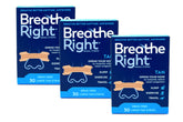Breathe Right Original Large Tan Nasal Strip on the nose for immediate relief.