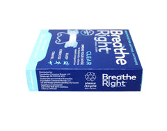Breathe Right nasal strips clear large packaging box for travel.
