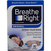 Breathe Right Original Tan nasal strip on nose provides instant relief for congestion.