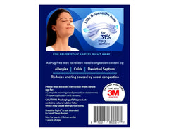 Breathe Right pack of three clear strips showing 90-count value for long-term use
