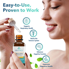 Breathium 4-in-1 Mullein Drops mint flavor close-up highlights refreshing ingestion
