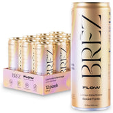 BREZ Flow Lion’s Mane lemon elderflower can front view with refreshing fizz for mood-friendly refreshment